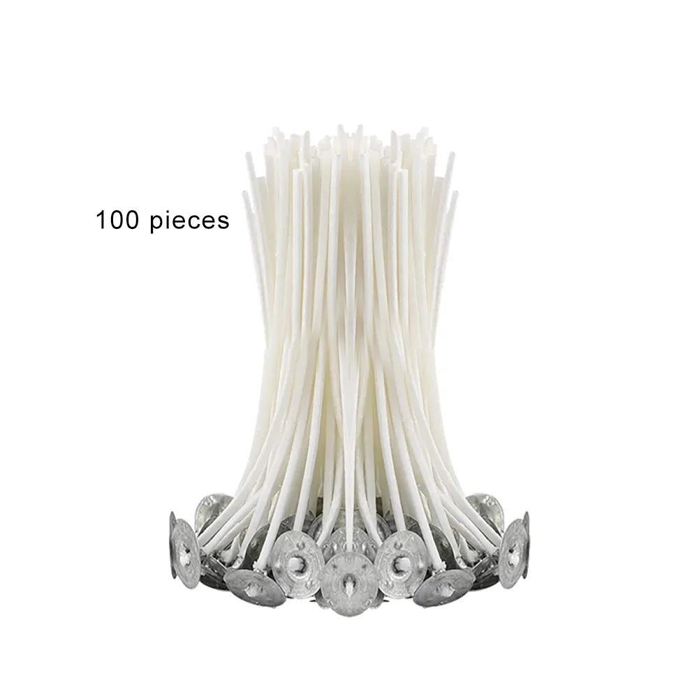100-Pack Pre-Waxed Pure Cotton Candle Wicks 9/15/20 cm (3.5/5.9/7.9 in) Smokeless DIY Candle Making