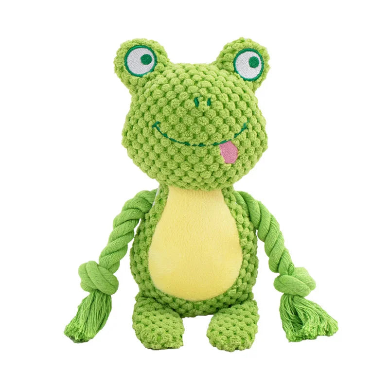Indestructible Plush Squeaky Dog Chew Toy - Bite-Resistant Puppy Rattle for Small & Medium Dogs (7.5 x 3 in / 19 x 8 cm) - Assorted Animal Designs