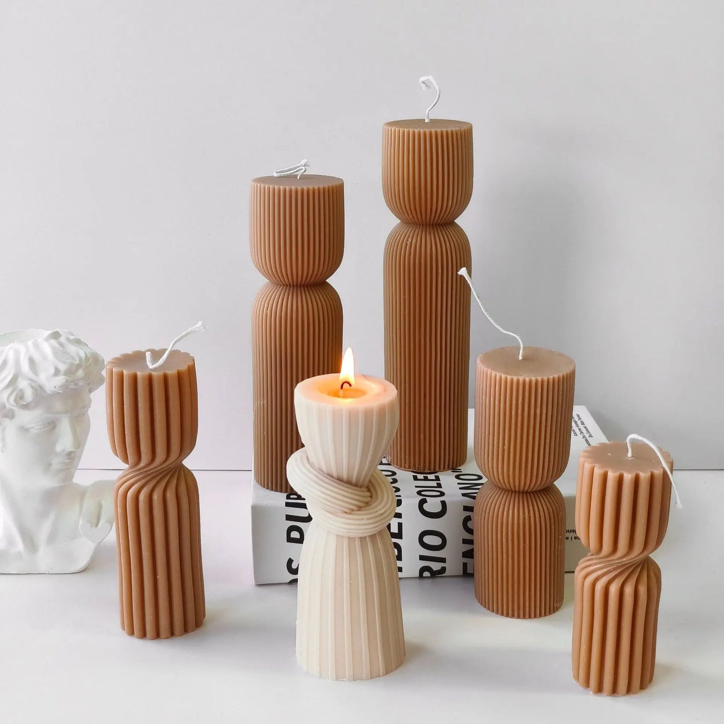 Striped Cylinder Silicone Candle Mold for DIY Pillar, Soy Wax, Plaster & Resin Crafts