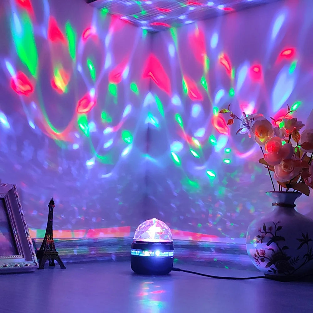 LED Starry Sky Projector Night Light - 360° Rotating USB 5V RGB Moon & Stars Lamp for Bedroom, Weddings & Christmas