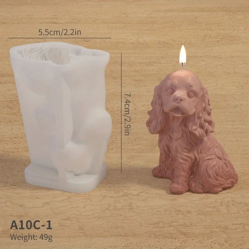 DIY Dog Silicone 3D Mold for Candles, Resin, Soap & Fondant — 3.0×2.2×2.2 in (7.5×5.5×5.5 cm)