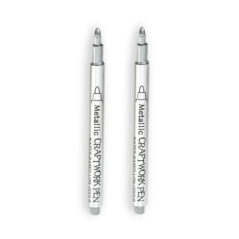 Metallic Brush Marker Pen (1 or 2-Pack) – Gold & Silver Permanent Metallic Ink for Crafts, Scrapbooking & Manga (14 cm / 5.5 in)