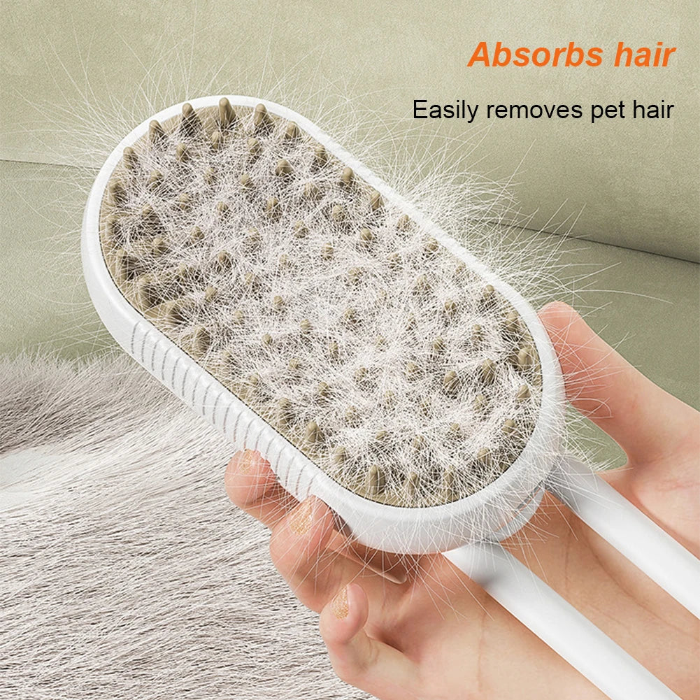 USB Rechargeable Pet Grooming Brush with Spray — Electric Cat & Dog Massage Comb for Short & Long Hair (20ml Reservoir)