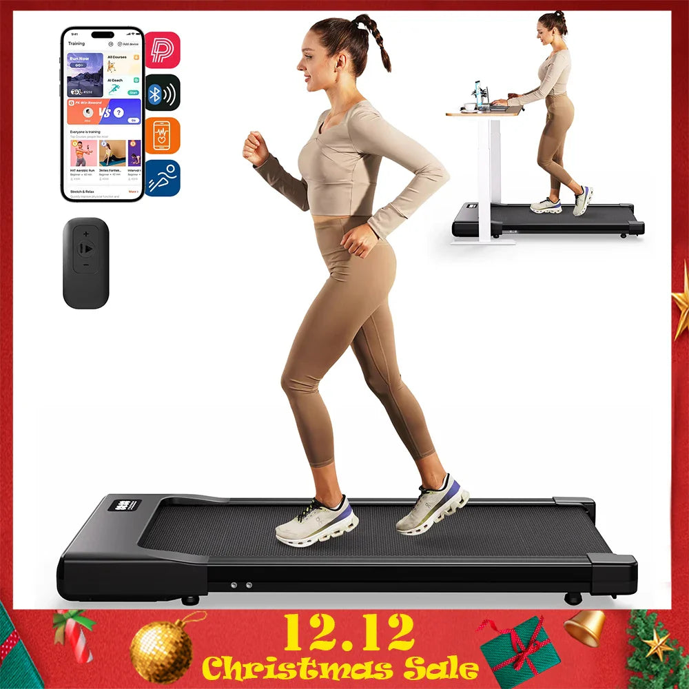 Under-Desk Walking Pad Treadmill 2-in-1 Portable Treadmill with Remote & LED Display 2.5HP for Home and Office