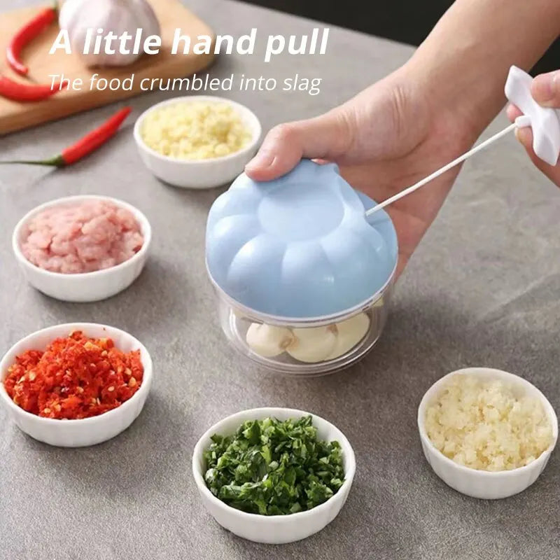 Manual Garlic Chopper & Masher - Stainless Steel Blade Handheld Garlic Press, Compact Garlic Mincer (Blue, Pink)