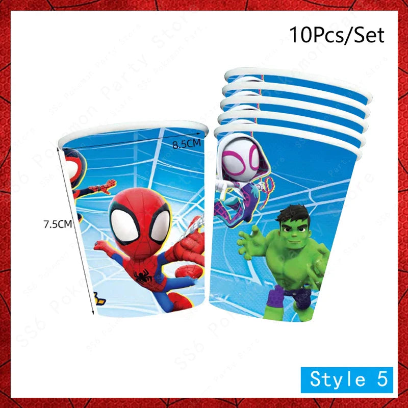 Spiderman Kids Birthday Party Supplies - Disposable Tableware Set with Plates, Cups, Napkins & Favor Bags