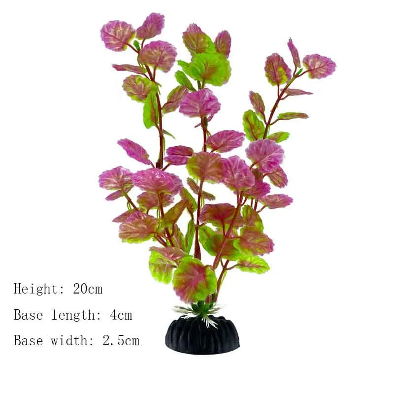 Artificial Aquarium Plants – Plastic Underwater Green Shrubs with Resin Base, Fish Tank Decoration