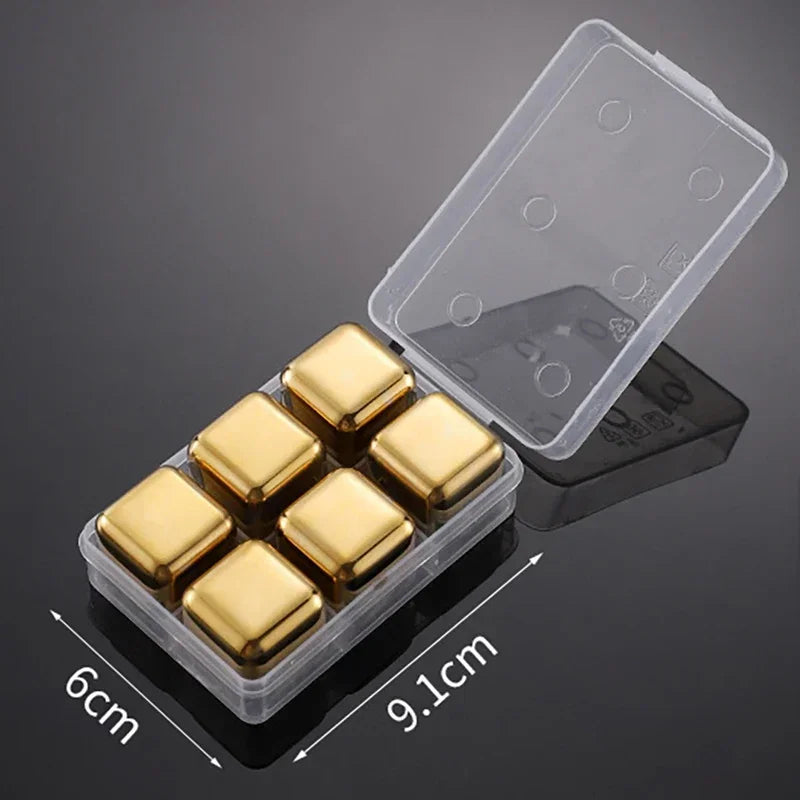 Stainless Steel Reusable Whiskey Stones - Quick-Freeze Ice Cubes with Storage Tray for Whiskey Wine Beer