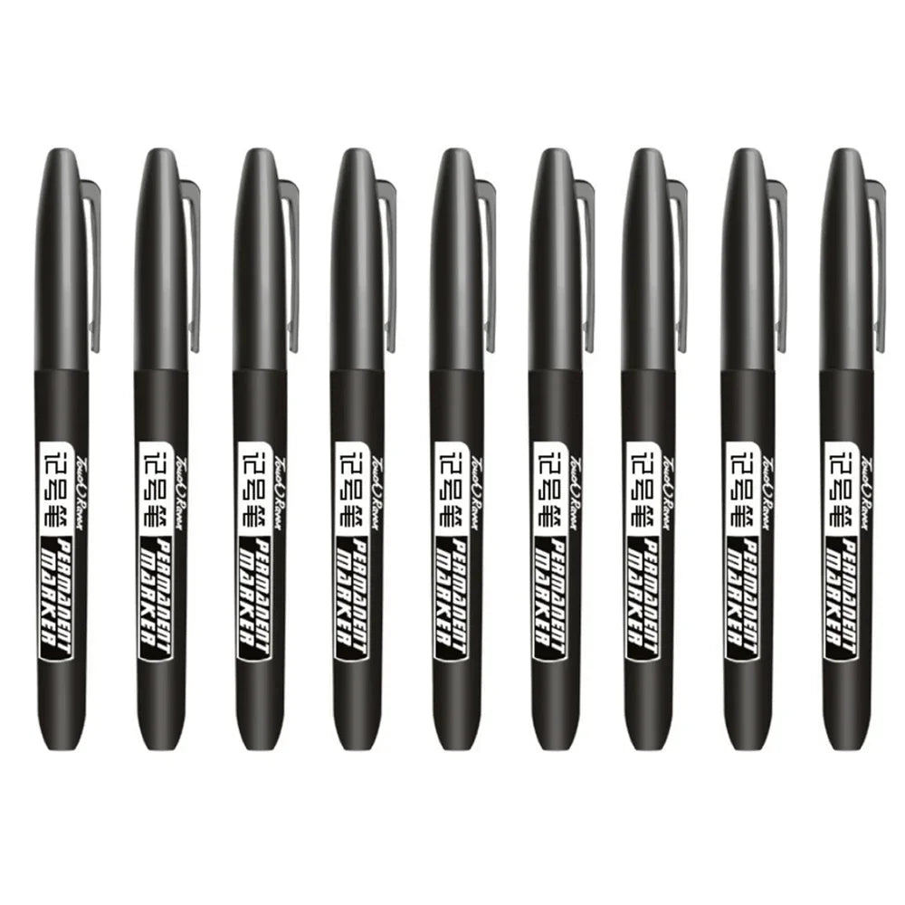9-Pack Permanent Marker Pens, 1.5mm (0.06in) Fine Point Waterproof Ink — Black Blue Red