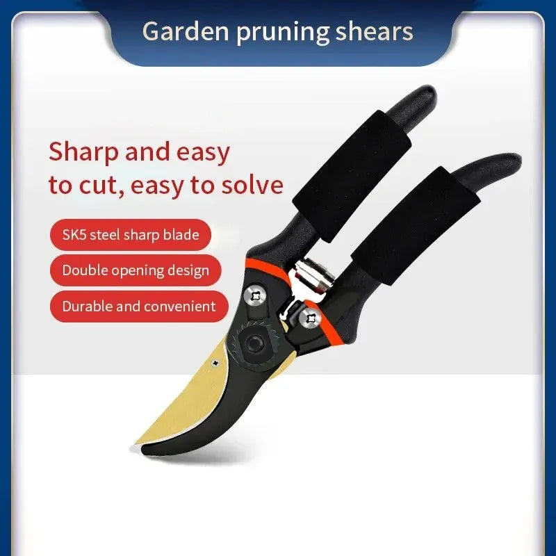10-Inch (25 cm) Garden Pruning Shears — SK5 Steel, 35 mm Cut Capacity, Ergonomic Non-Slip Handle