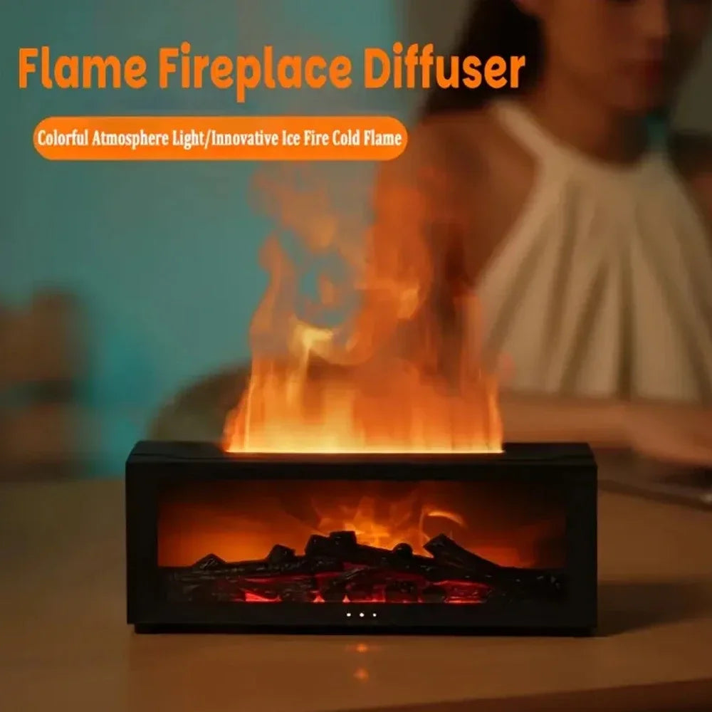 300ml (10 fl oz) Ultrasonic Aroma Diffuser with 7-Color LED Flame, Remote Control & Timer Humidifier