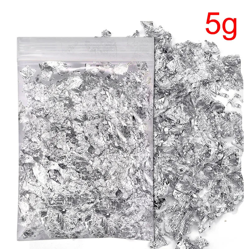 Gold Silver Bronze Irregular Aluminum Foil Flakes 3g/5g, Metallic Glitter for Epoxy Resin, Candle Making, Nail Art & DIY Crafts