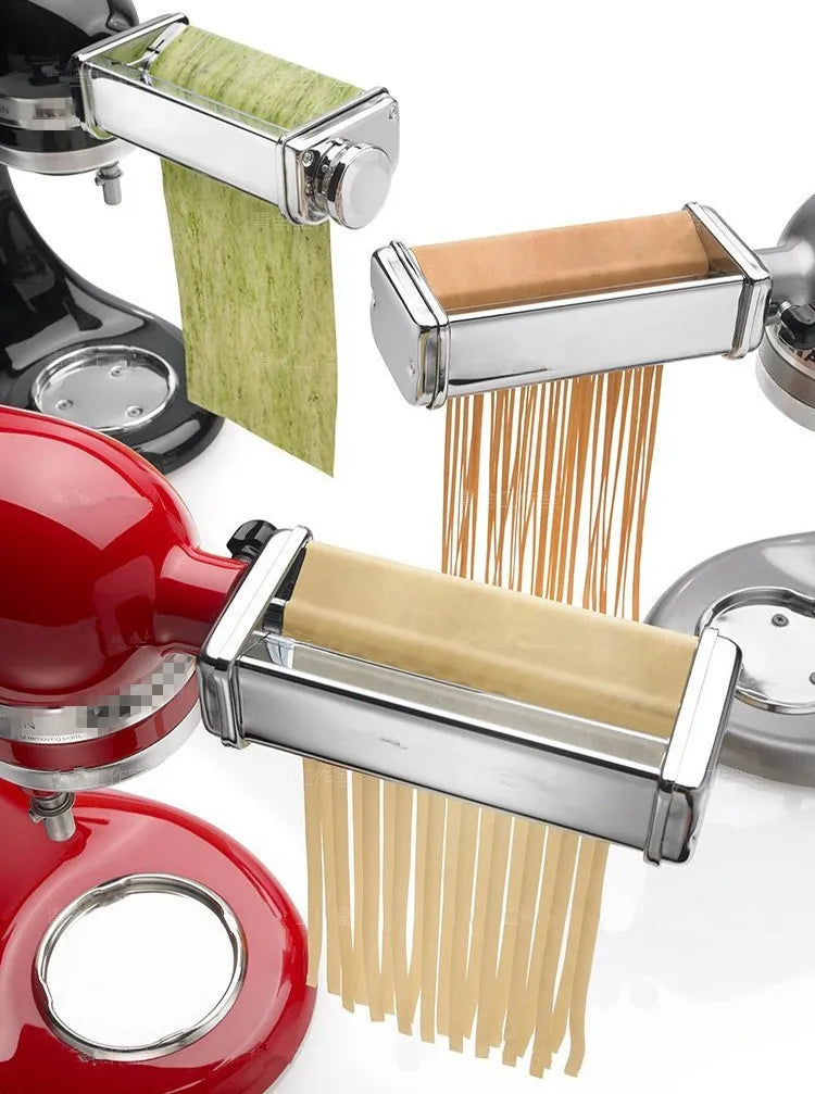 Stand Mixer Pasta Attachment — 304 Stainless Steel Pasta Sheet Roller with Spaghetti & Fettuccine Cutters, Fits Most Power-Hub Mixers