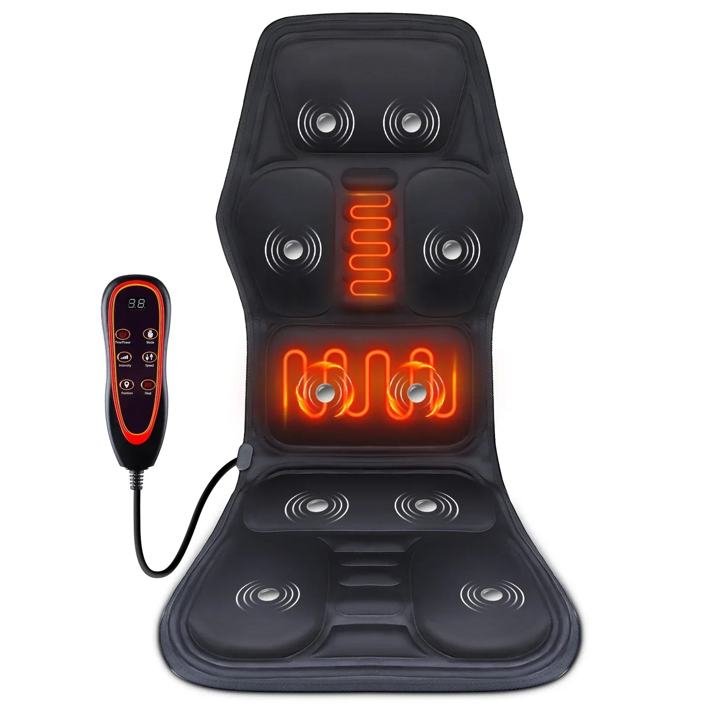 Infrared Electric Massage Chair Cushion – Heated Full-Body Back, Neck & Lumbar Vibration Massager for Car & Home