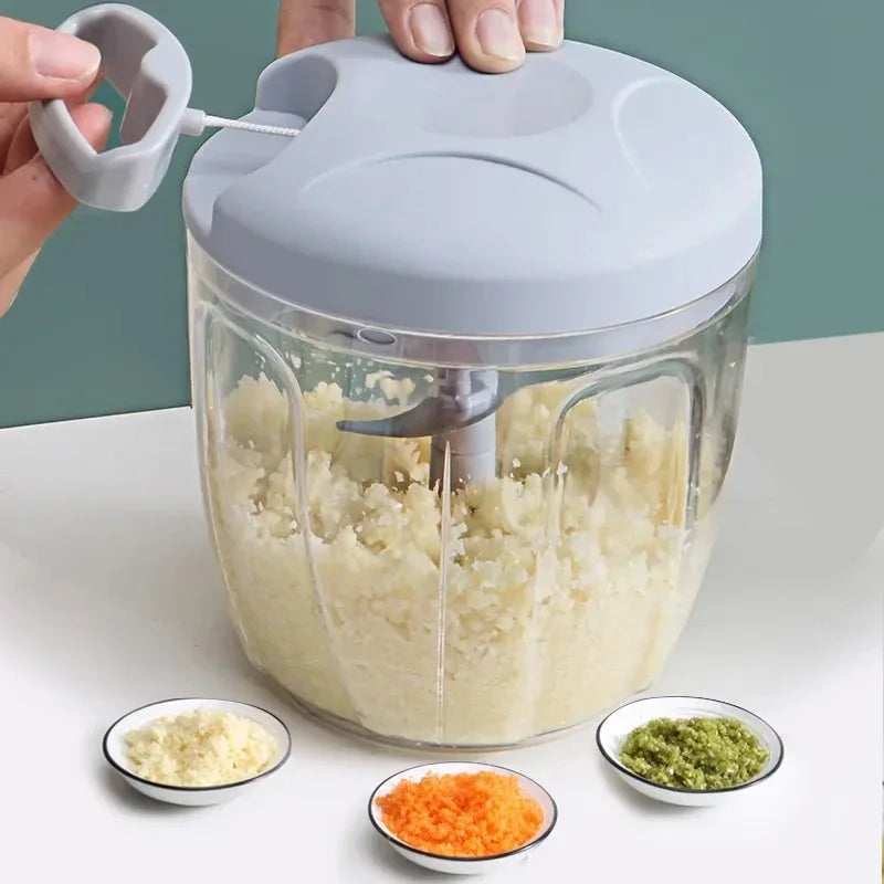 Manual Garlic and Food Chopper 500ml (17 fl oz) / 900ml (30 fl oz) — Hand Vegetable Cutter & Meat Grinder