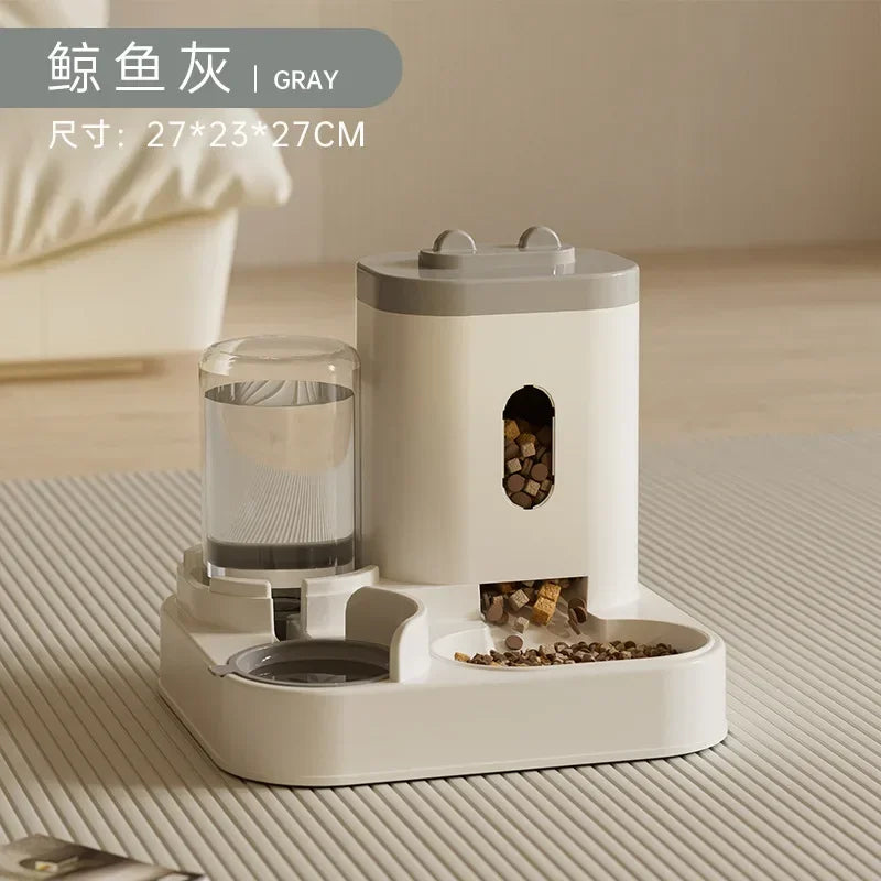 Automatic Non-Electric Pet Feeder with Water Fountain, Gravity-Fed Large-Capacity Dog & Cat Food Dispenser