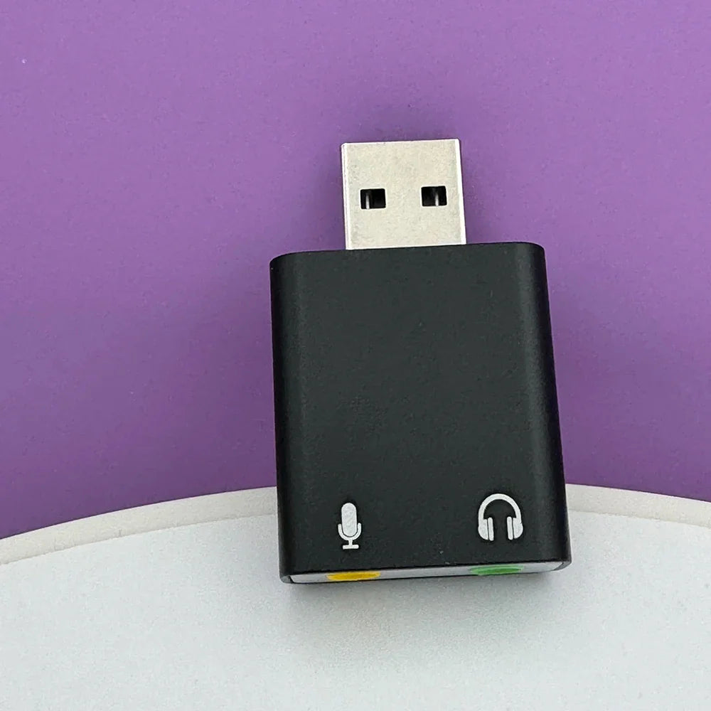 External USB Sound Card Adapter – USB to 3.5mm Headphone & Mic Converter, Virtual 7.1, Plug & Play