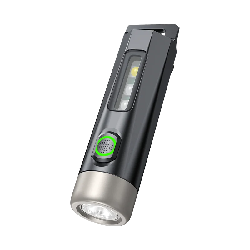 Mini Rechargeable EDC Keychain Flashlight — LED USB-C Portable Camping Lamp with UV, SOS & Waterproof