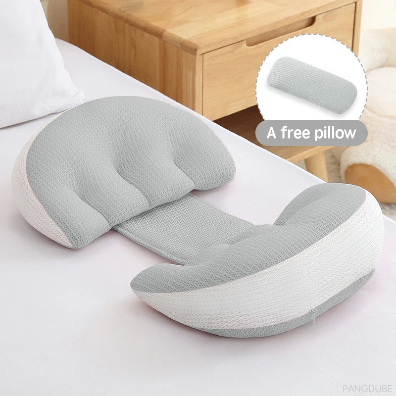 Pregnancy Body Pillow with Free Auxiliary Waist Support Pillow - Cotton Maternity Sleeping Pillow 64–78×36 cm (25–31×14 in)