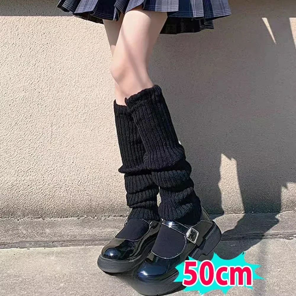 Y2K Fluffy Knit Leg Warmers for Women — Gothic Lolita Arm & Boot Covers, Lengths 40/50/70/75 cm (15.7–29.5 in), Black White