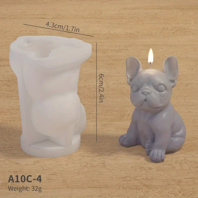 DIY Dog Silicone 3D Mold for Candles, Resin, Soap & Fondant — 3.0×2.2×2.2 in (7.5×5.5×5.5 cm)