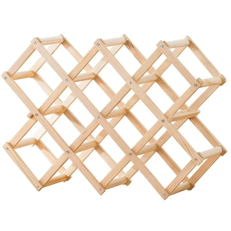 Stackable Folding Wooden Wine Rack – 3/5/6/10-Bottle Pine Wine Shelf for Home Bar