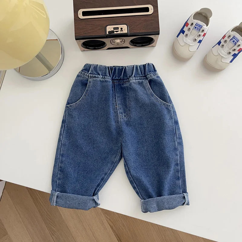 Toddler Straight Denim Jeans for Boys & Girls 9M–5T Elastic Waist Casual Spring Autumn - 3 Colors