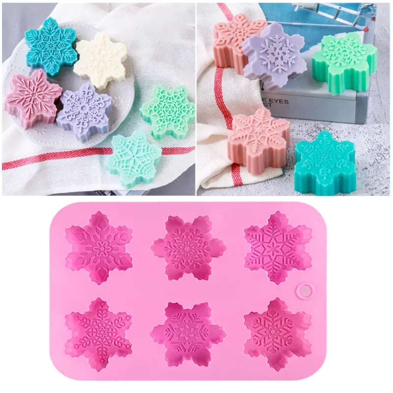 3D Snowflake Silicone Mold for Candle, Soap & Chocolate — DIY Christmas Cake Decorating Mold, Party Gift