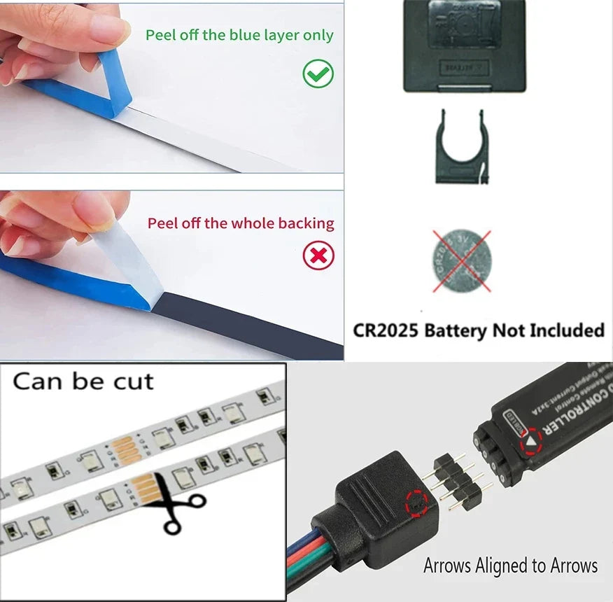 USB 5V RGB LED Strip 5050 SMD Smart Bluetooth & Wi‑Fi LED Tape, Alexa/Google Compatible — 1m to 30m USB RGB Backlight
