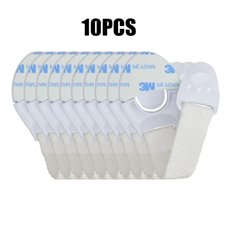 Baby Proof Cabinet & Drawer Lock Straps — 5/10-Pack Child Safety Door Latches, 20 cm (7.9 in) with 10 cm (3.9 in) Strap