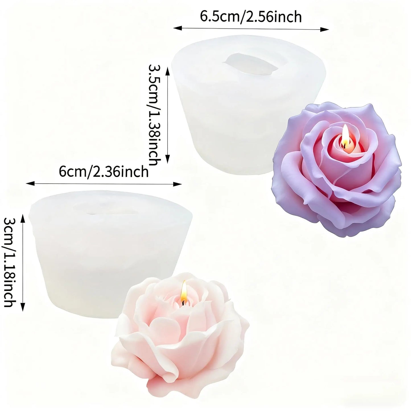 1 Reusable Rose S1-Pack Rose Silicone Mold for Soap, Candle, Clay & Plaster Crafts, Layered Petal Realistic Center, Flexible Reusable DIY Mold