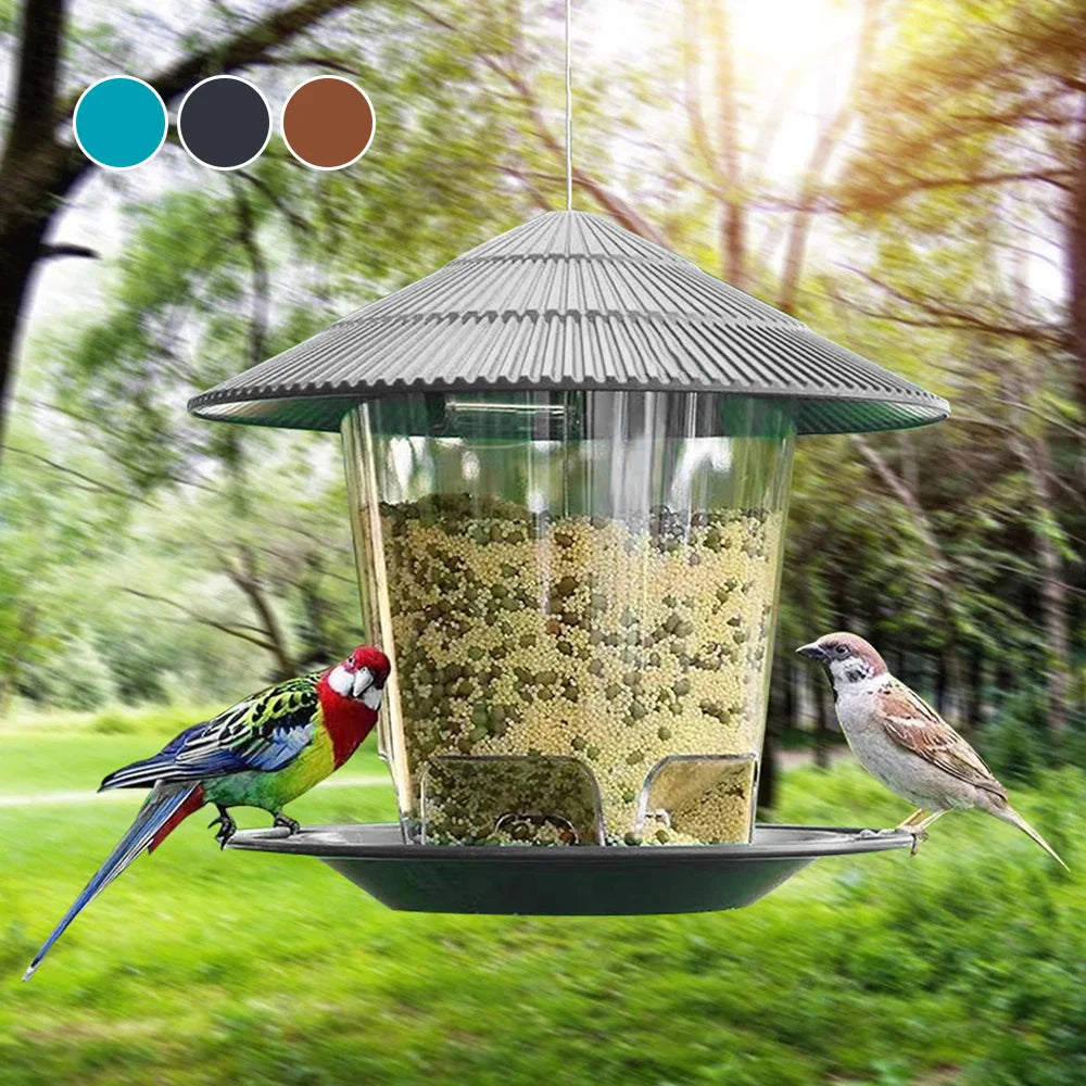 Large Hanging Bird Feeder 2.6 lb (1.2 kg) Hexagonal Peanut & Seed Dispenser with Perches, Outdoor Garden Feeder