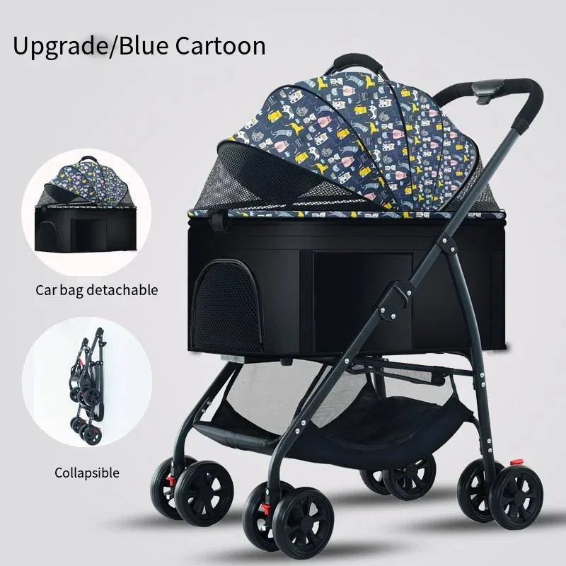 Lightweight Foldable Pet Stroller for Small and Medium Dogs & Cats Portable Outdoor Pet Carrier on Wheels
