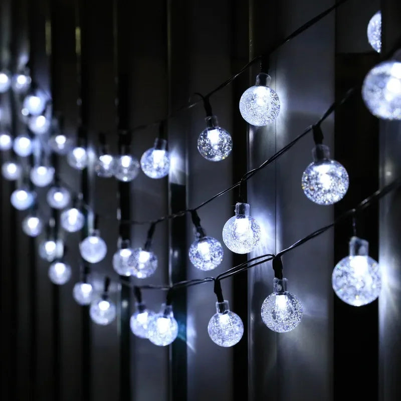 Solar Crystal Globe LED String Lights - IP65 Waterproof Solar Fairy Lights, 20/50/100 LED 5m/10m (16.4ft/32.8ft) for Garden, Patio & Party Decor