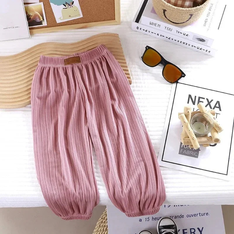 Summer Breathable Mosquito-Repellent Candy Color Baby & Kids Pants with Elastic Waist