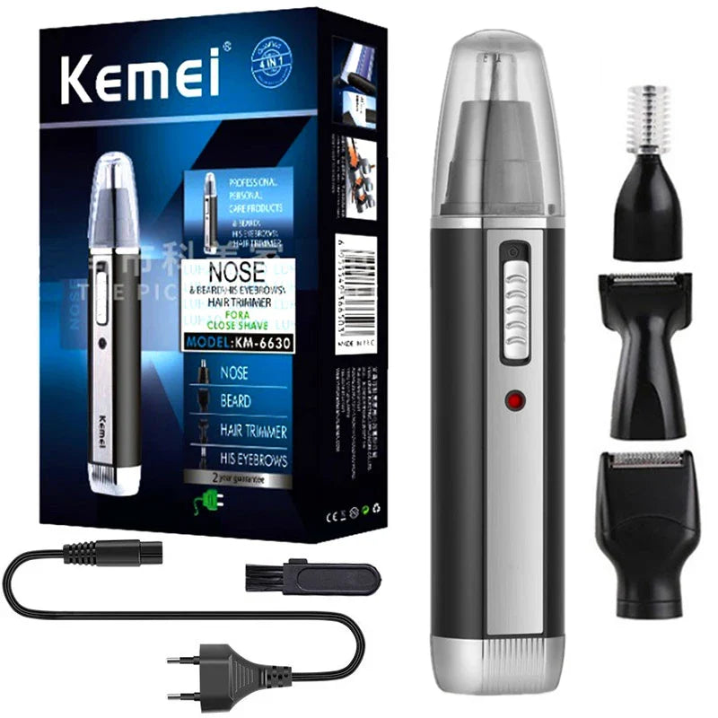4-in-1 Rechargeable Nose & Ear Trimmer for Men and Women – Beard, Eyebrow & Body Grooming Kit