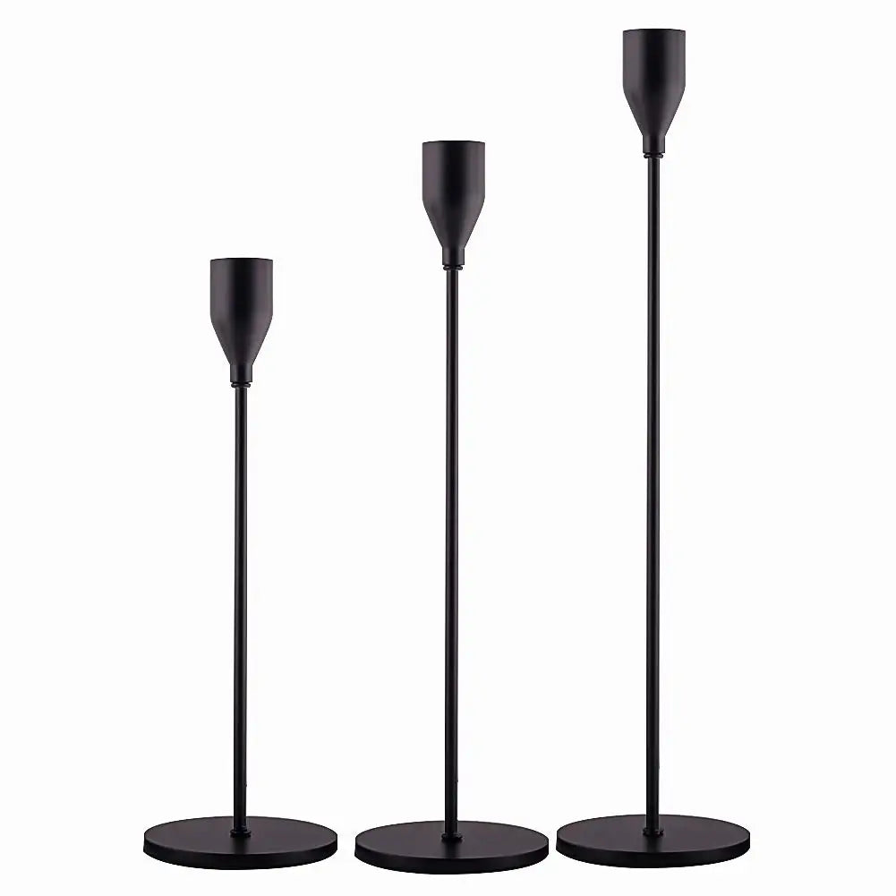 3-Piece Metal Candle Holder Set – European Modern Tabletop Candlesticks for Wedding, Party & Home Decor (24/29/34 cm | 9.4/11.4/13.4 in)