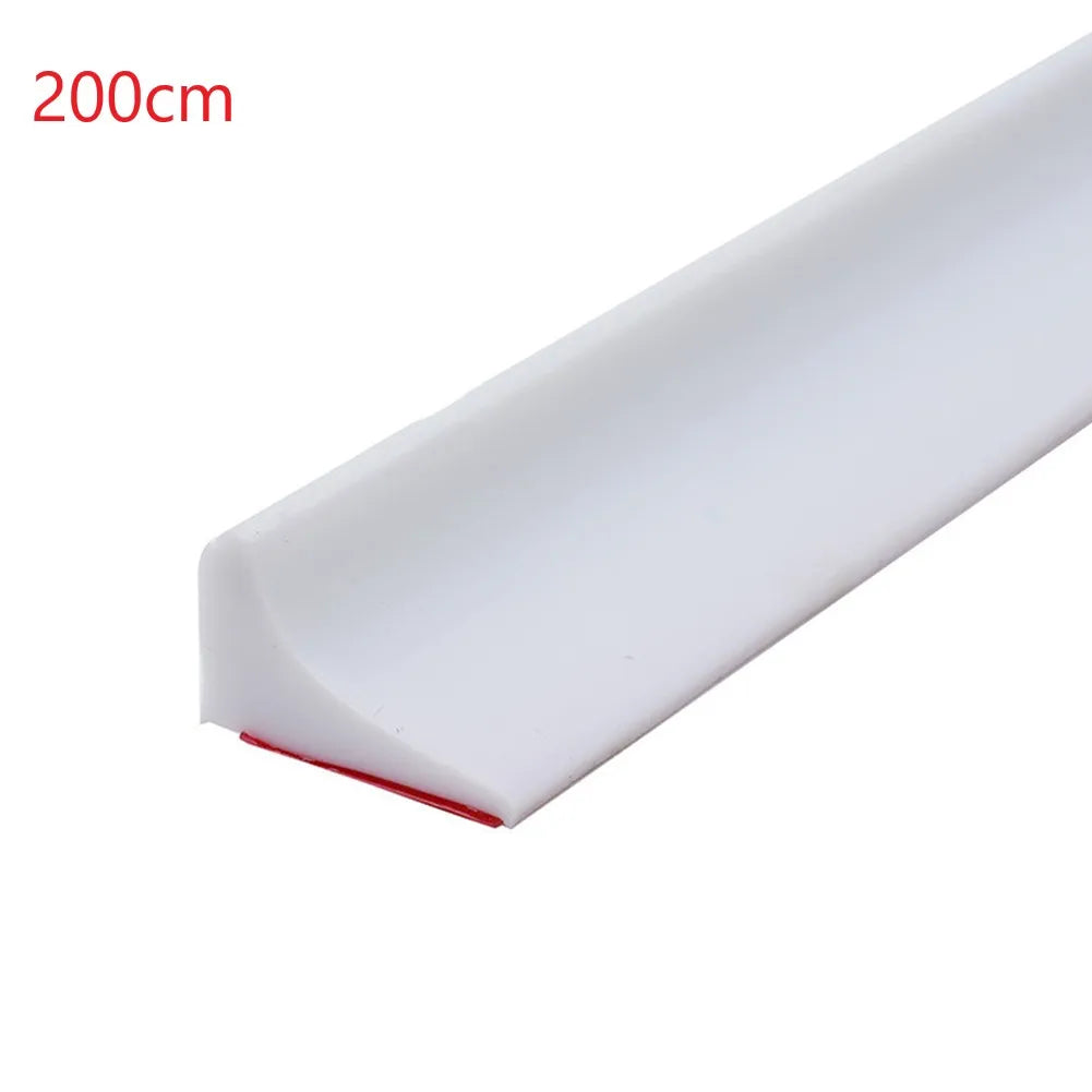 Silicone Shower & Kitchen Water Barrier Strip – Water Stopper Seal, 30/50/80/100/200 cm (11.8–78.7 in) – Transparent/Grey/Black/White