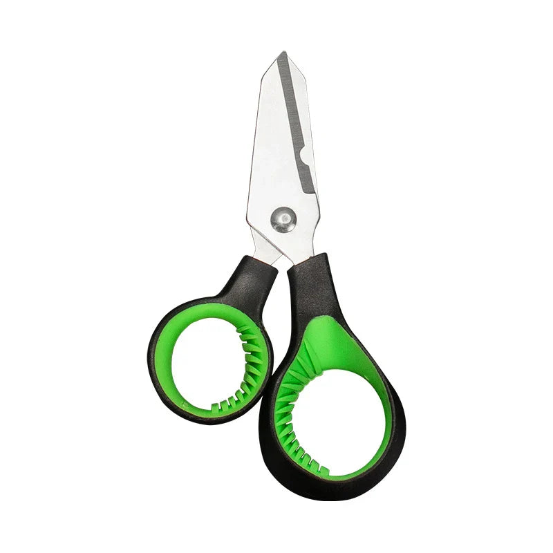 Fishing Line Scissors Keychain - Serrated Stainless Steel Blade, Titanium-Coated Corrosion-Resistant, Blunt Tip (9.5 x 6.27 cm / 3.74 x 2.47 in)