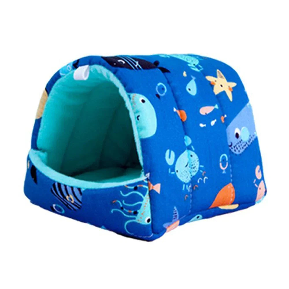Cute Cartoon Plush Hanging Pet Nest — Warm Small Animal Sleeping Bed for Hamster, Guinea Pig, Rabbit (S/M/L/XL 3.15–7.87 in / 8–20 cm)