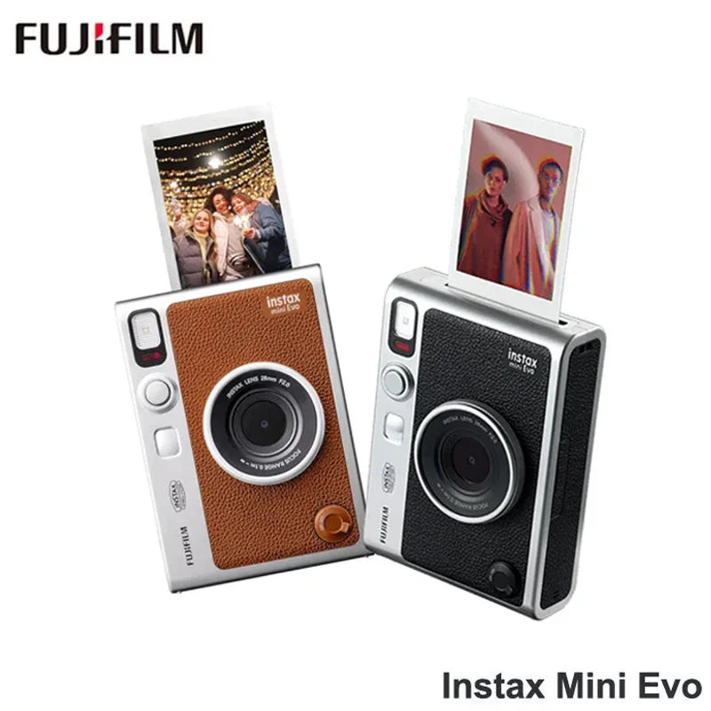 Retro Instant Film Camera Black/Brown Bare Metal – Compatible with 3-Inch (76 mm) Instant Film