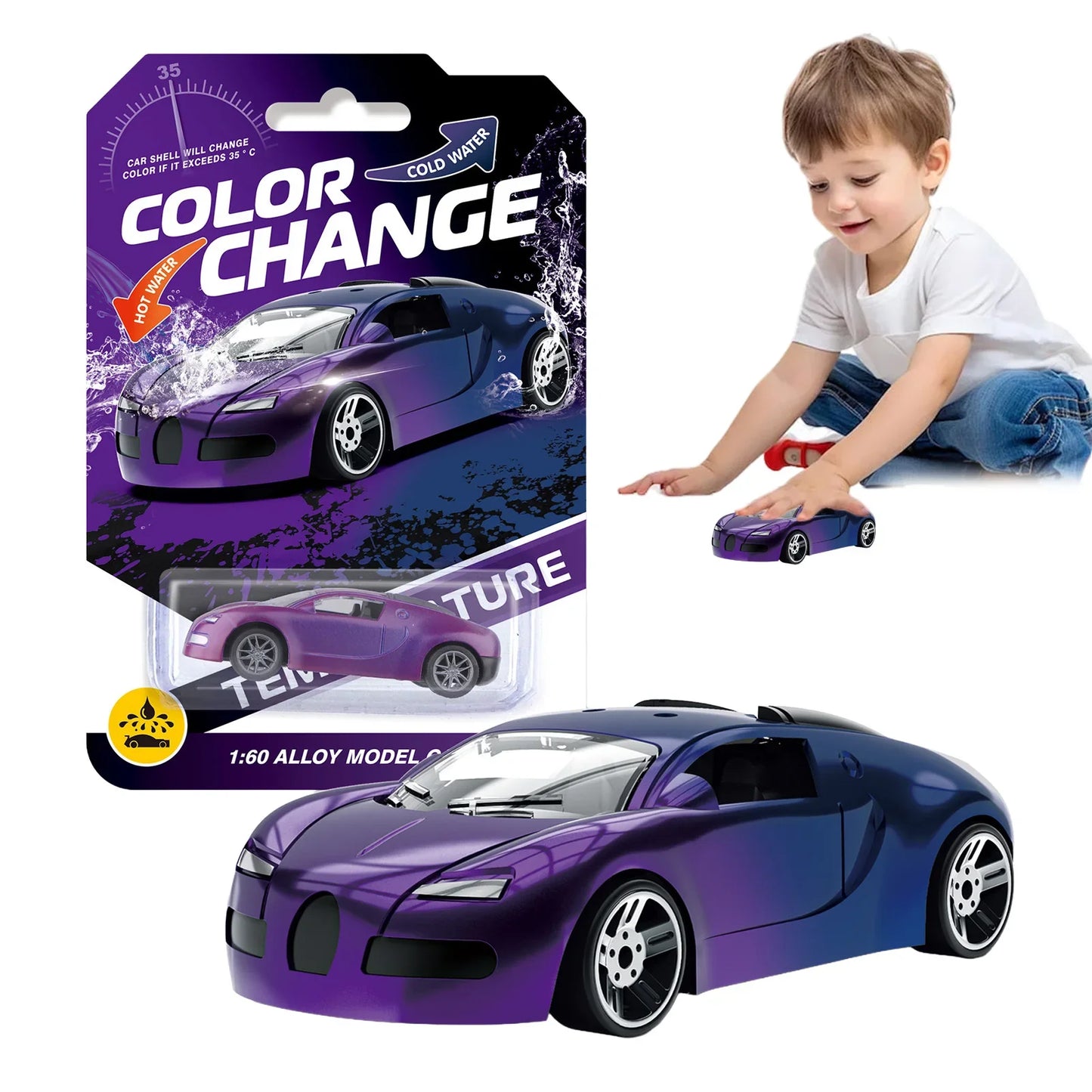 Alloy Color-Changing Off-Road Racing Car Toy with LED Lights, Die-Cast Inertial Kids Vehicle