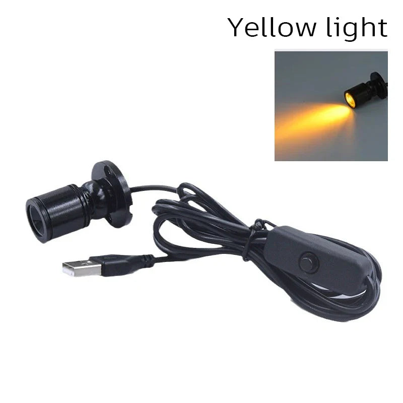3W USB 5V LED Mini Spotlight - Surface Mount Rotatable Cabinet & Jewelry Display Light (Warm White + RGB)