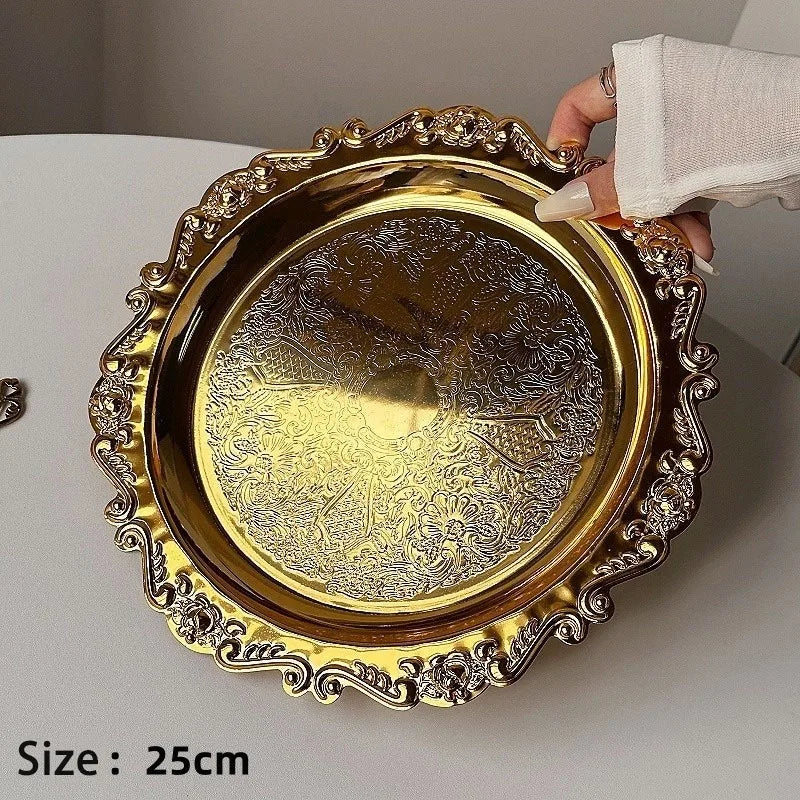 Hexagonal Stainless Steel Dessert Plates - Silver & Gold, 10/15/20/25 cm (4/6/8/9.8 in) - Retro Cake, Snack & Jewelry Tray