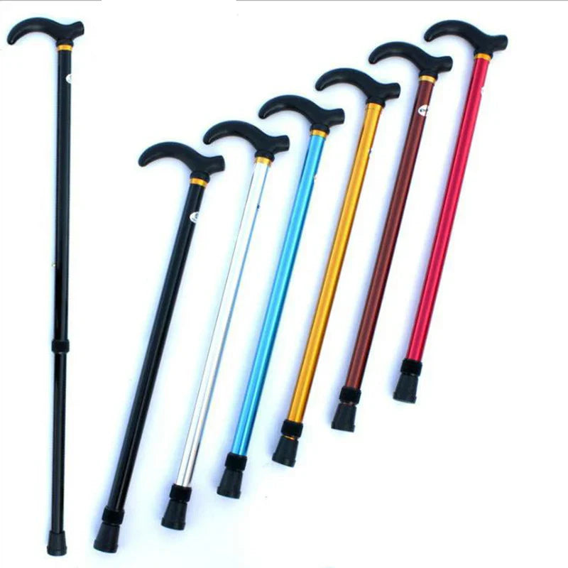 Adjustable Telescopic Aluminum Walking Cane T-Handle 75–90 cm (29.5–35.4 in) Anti-Skid Rubber Tip