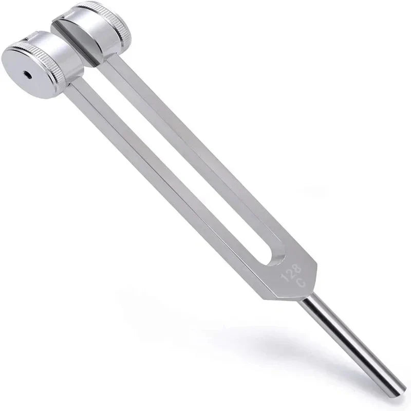 128 Hz Weighted Bio-Acoustic Tuning Fork Set (3-Piece) - Chakra Healing & Stress Relief with Silicone Hammer