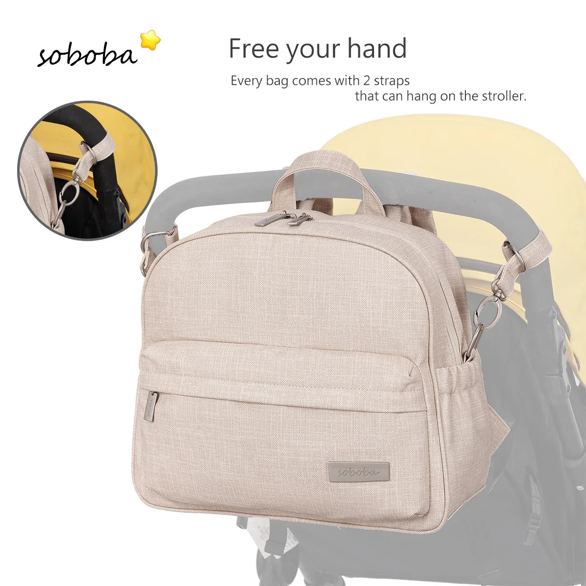Stylish Waterproof Diaper Backpack for Women — Large Capacity Multi-Functional Nappy Changing Bag with 2 Straps