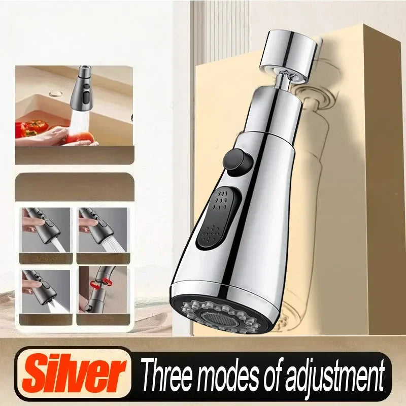 3-in-1 Kitchen Faucet Spray Head ABS Replaceable Sink Sprayer – 360° Rotating High-Pressure Nozzle