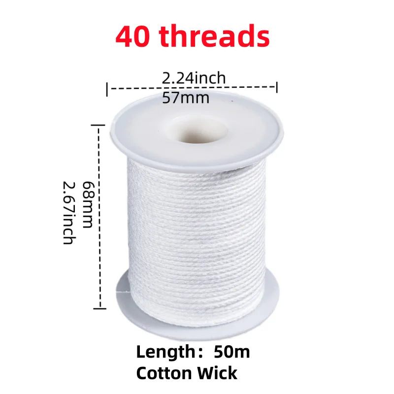 Cotton Candle Wick Roll 50m/61m (164ft/200ft) 21-45 Strand Low-Smoke Eco-Friendly DIY Degreased Wick