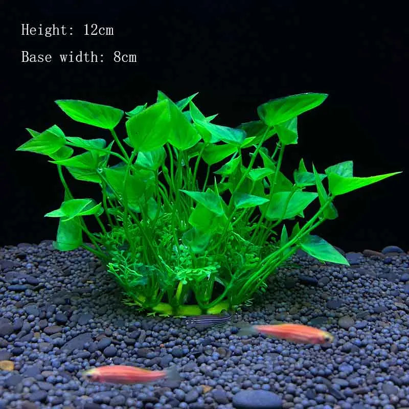 Artificial Aquarium Plants – Plastic Underwater Green Shrubs with Resin Base, Fish Tank Decoration